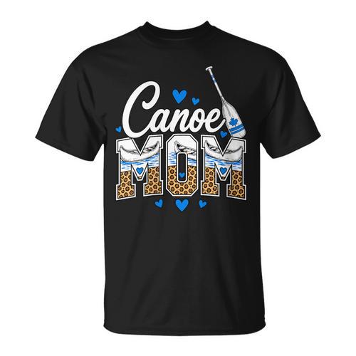 Women's Canoe Mom Leopard Print Paddle River Lake Sport Mother T-Shirt - Paddle Life
