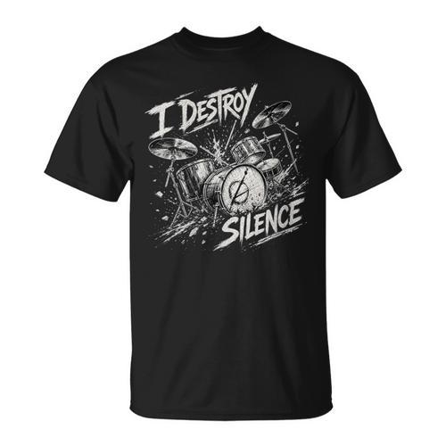 Women's Drum Kit I Destroy Silence Art T-Shirt - Downbeat Supply