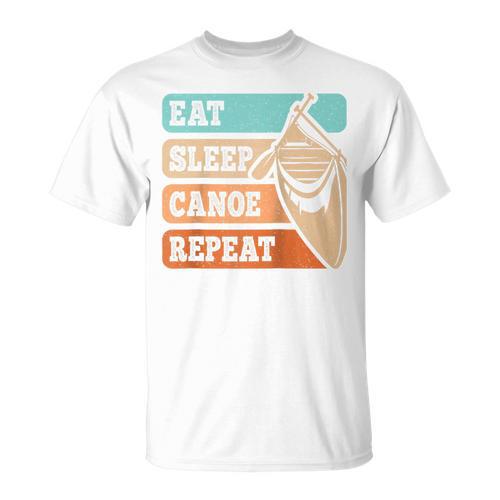 Eat Sleep Canoe Repeat Vintage Canoeing Canoeist Men Boys Raglan Baseball Tee T-Shirt - Paddle Life