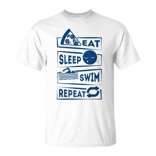 Eat Sleep Swimming Repeat Swimming T-Shirt - SwimGear Co