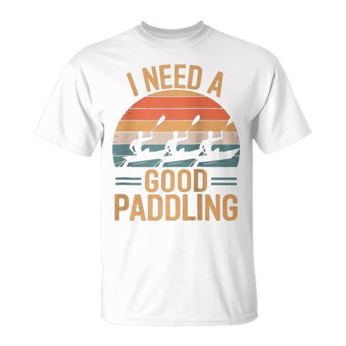 I Need A Good Paddling Retro Sunset Canoe Raglan Baseball Tee T-Shirt - Paddle Life