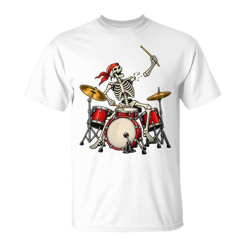 Skeleton Drummer Skull Drum Kit Halloween T-Shirt - Downbeat Supply