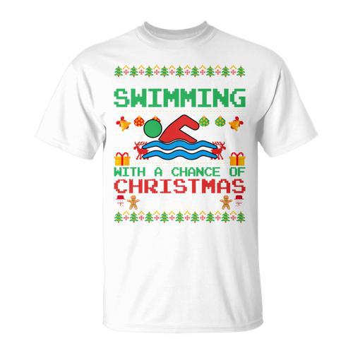 Swimming Christmas Party Swim Swimmer Christmas Ugly Style T-Shirt - SwimGear Co