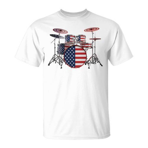 USA Patriotic Drum Kit American Flag Drum Set T-Shirt - Downbeat Supply