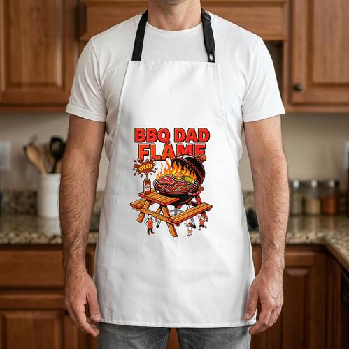 BBQ Dad Flame Barbecue Joke Grilling Humor Quote Grill Apron - BBQ Dad Merch
