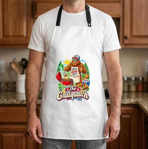 Bigfoot BBQ Dad Outdoor Grilling Humor Graphic Apron - BBQ Dad Merch