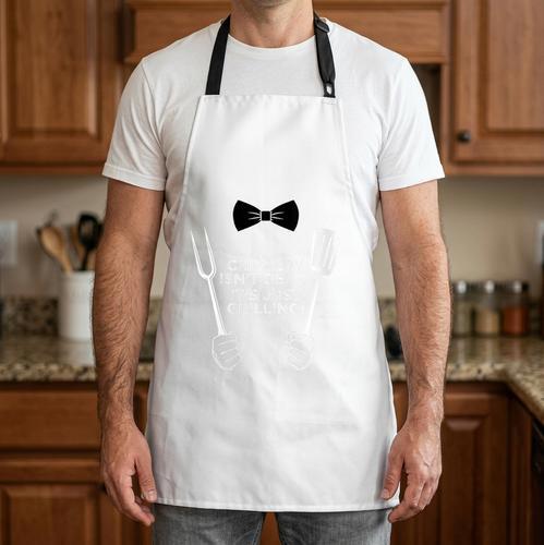 Chivalry Isn't Dead Just Grilling BBQ Dad Husband Men Apron - BBQ Dad Merch