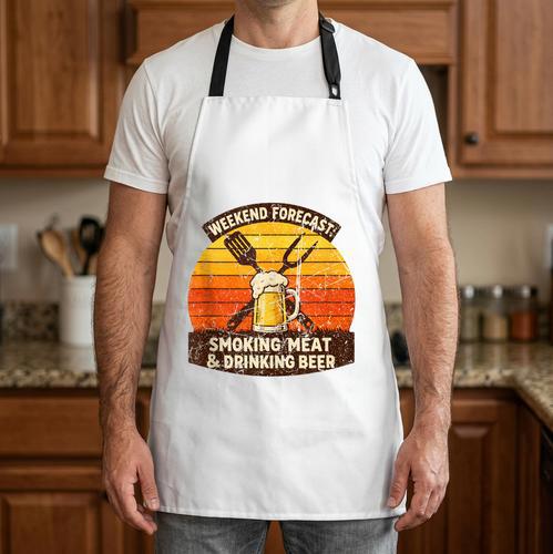 Weekend Forecast Smoking Meat Drinking Beer BBQ Dad Apron - BBQ Dad Merch