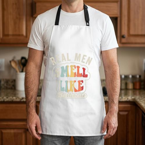 Smell Like Barbecue Retro BBQ Dad Joke Graphic Apron - BBQ Dad Merch