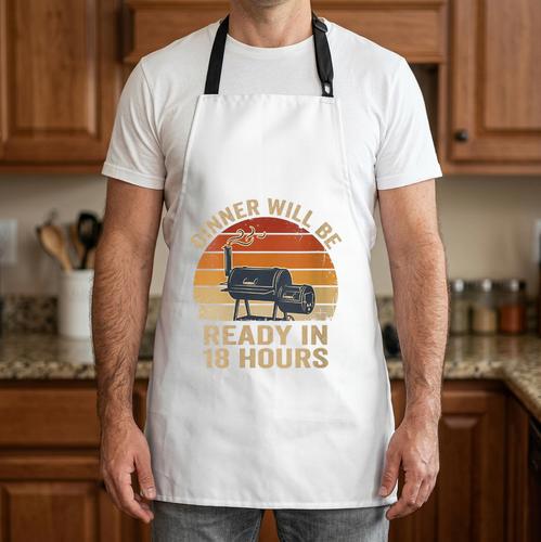 Women's BBQ Dad Smoker Brisket Barbecue Retro Sunset Vintage Apron - BBQ Dad Merch
