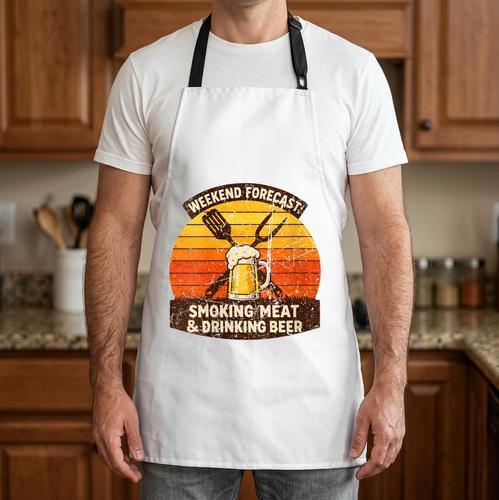 Women's Weekend Forecast Smoking Meat Drinking Beer BBQ Dad Apron - BBQ Dad Merch