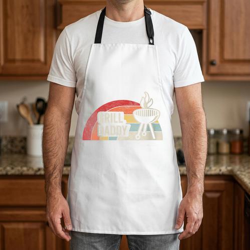 Women's Grill Daddy BBQ Dad Retro Vintage Sunset Graphic Apron - BBQ Dad Merch