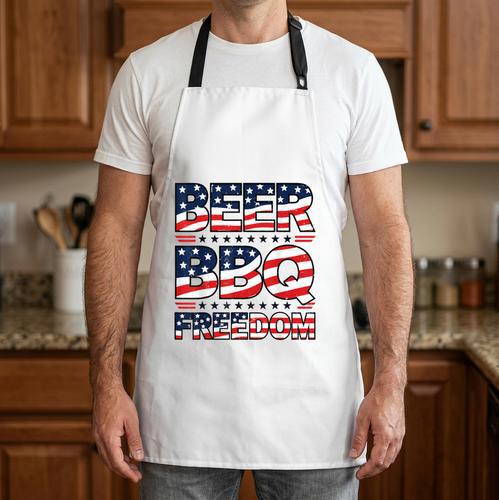 4th July BBQ Dad Joke Beer BBQ Freedom Grilling Dad Apron - BBQ Dad Merch