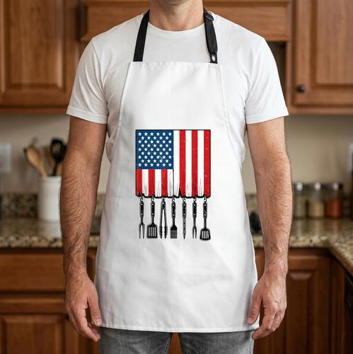 American Flag BBQ 4th July BBQ Dad Joke Grill Dad Apron - BBQ Dad Merch