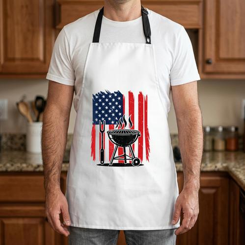 American Flag BBQ 4th July BBQ Dad Joke Grilling Dad Apron - BBQ Dad Merch