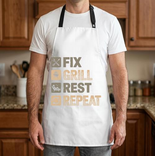 BBQ Dad Fix Grill Rest Repeat Grilling Fathers Day Dad Premium Tri-Blend Apron - BBQ Dad Merch
