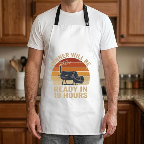 BBQ Dad Smoker Brisket Barbecue Retro Sunset Vintage Comfort Colors Crop Top Apron - BBQ Dad Merch