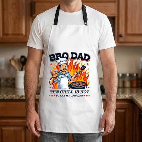 BBQ Dad Tee Grill Is Hot My Opinions Present Apparel Premium Tri-Blend Apron - BBQ Dad Merch