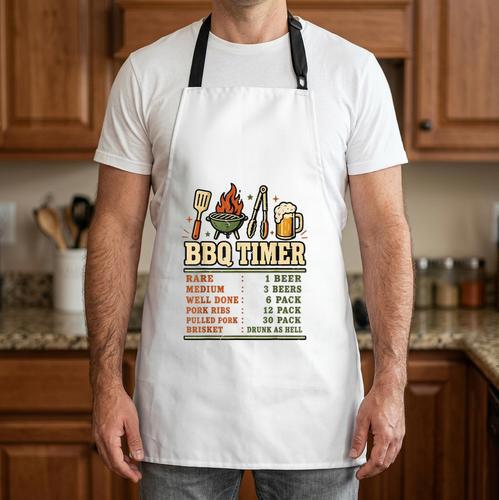 BBQ Timer Shirt BBQ Dad Joke Barbecue Pitmaster Chef Apron - BBQ Dad Merch