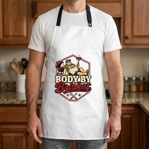 Body By Brisket Grill BBQ Dad Joke Barbecue Pitmaster Apron - BBQ Dad Merch
