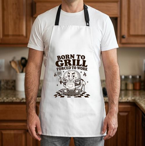 Born To Grill Forced To Work BBQ Dad Grilling Lover Apron - BBQ Dad Merch