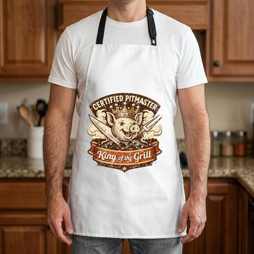 Certified Pitmaster BBQ Dad Retro King Of The Grill Premium Tri-Blend Apron - BBQ Dad Merch
