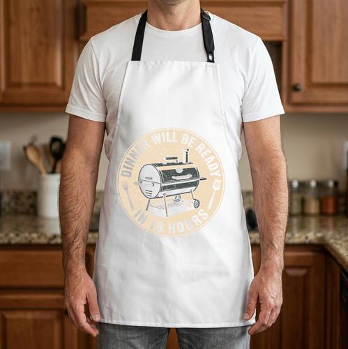 Dinner Will Be Ready In 18 Hours BBQ Dad Smoking Meat Comfort Colors Crop Top Apron - BBQ Dad Merch
