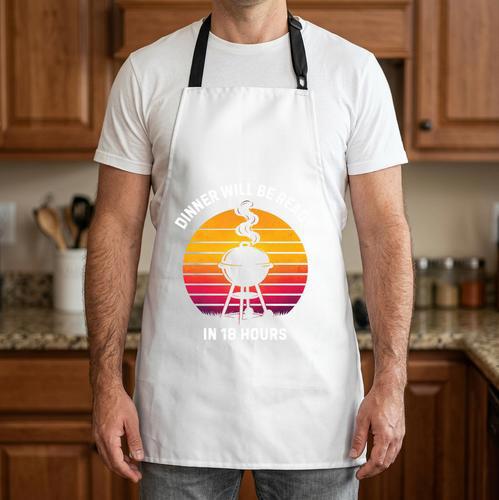 Dinner Will Be Ready In 18 Hours Retro BBQ Dad Apron - BBQ Dad Merch