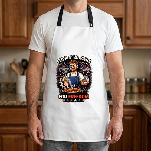 Flippin’ Burgers For Freedom 4th Of July BBQ Dad Grill Premium Tri-Blend Apron - BBQ Dad Merch