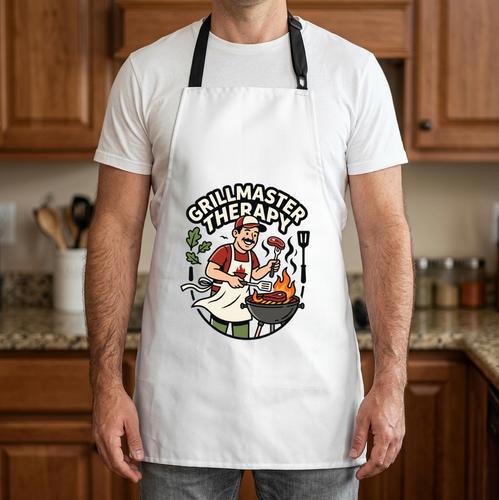 Grillmaster Therapy BBQ Dad Grill Grilling Humor Quote Comfort Colors Crop Top Apron - BBQ Dad Merch