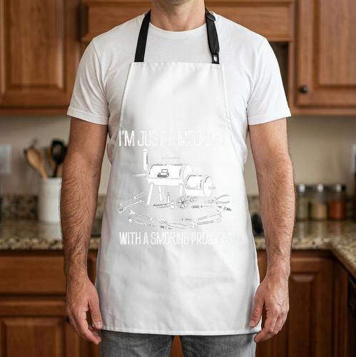 I'm Just A Mechanic With A Smoking Problem Grilling BBQ Dads Premium Tri-Blend Apron - BBQ Dad Merch