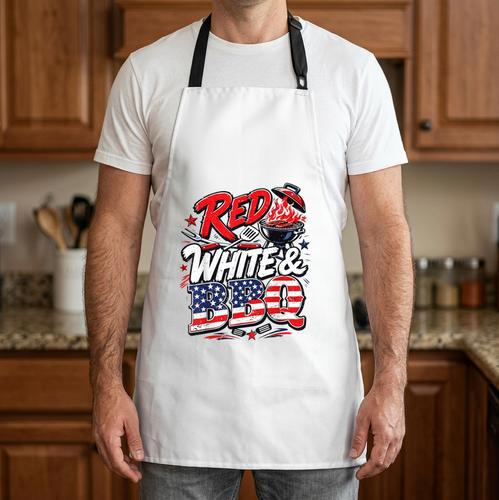 Red BBQ 4th July BBQ Dad Joke Grilling Dad Apron - BBQ Dad Merch