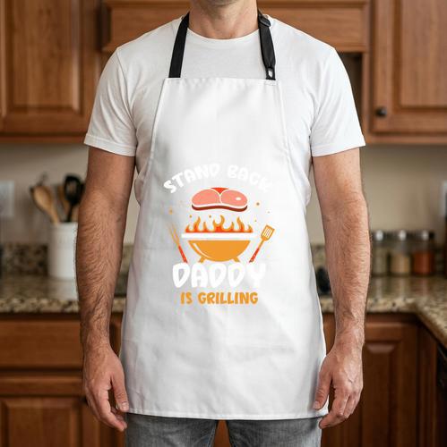 Stand Back Daddy Is Grilling Grill Meat Barbecue BBQ Dad Performance Apron - BBQ Dad Merch
