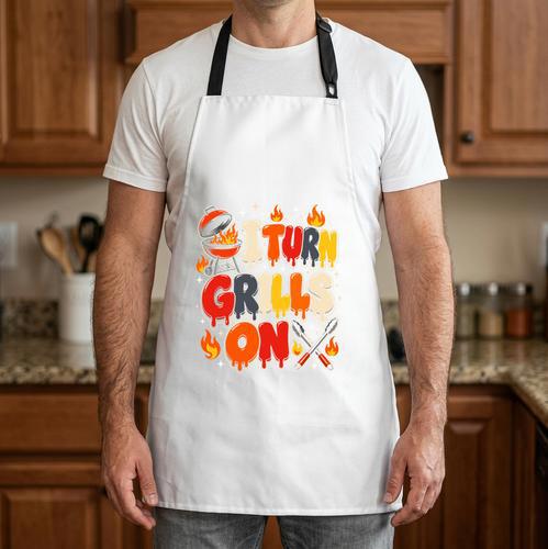 I Turn Grills On Grilling Dad BBQ Dad Humor Performance Apron - BBQ Dad Merch