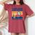 I Like Beer And Tennis Maybe 3 People ビンテージ レディースオーバーサイズコンフォートTシャツ Crimson