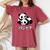 Cute Kawaii Pandas Pajama かわいいパンダのパジャマ レディースオーバーサイズコンフォートTシャツ Crimson