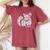 かわいいチンチラ花柄チンチラ 長袖tシャツ レディースオーバーサイズコンフォートTシャツ Crimson