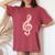 ト音記号 ト音記号 花 ミュージシャンギフト レディースオーバーサイズコンフォートTシャツ Crimson