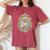 聖母マリア カトリック 祈り 花柄 神聖なアイコン 肖像画 レディースオーバーサイズコンフォートTシャツ Crimson 聖母マリア カトリック 祈り 花柄 神聖なアイコン 肖像画 レディースオーバーサイズコンフォートTシャツ Crimson