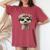 花柄クラウン付きのかわいいミーアキャット レディースオーバーサイズコンフォートTシャツ Crimson 花柄クラウン付きのかわいいミーアキャット レディースオーバーサイズコンフォートTシャツ Crimson