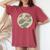 蓮の花 浮世絵 日本風アート レディースオーバーサイズコンフォートTシャツ Crimson 蓮の花 浮世絵 日本風アート レディースオーバーサイズコンフォートTシャツ Crimson