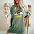 Present Cute arcastic Retrointage Rainbow レディースオーバーサイズコンフォートTシャツ Moss Present Cute arcastic Retrointage Rainbow レディースオーバーサイズコンフォートTシャツ Moss