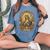 Ave Maria 聖母マリア 花柄 カトリック 祈りの肖像画 レディースオーバーサイズコンフォートTシャツ Blue Jean