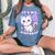誕生日の女の子6歳、猫、ユニコーン、6歳の誕生日 レディースオーバーサイズコンフォートTシャツ Blue Jean