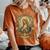 Ave Maria 聖母マリア 花柄 カトリック 祈りの肖像画 レディースオーバーサイズコンフォートTシャツ Yam