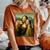女の子の真珠のイヤリングを持つモナリザの自撮り面白いアート レディースオーバーサイズコンフォートTシャツ Yam 女の子の真珠のイヤリングを持つモナリザの自撮り面白いアート レディースオーバーサイズコンフォートTシャツ Yam