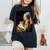 Girl With A Pearl Earring And A Cat 名画パロディ アート猫 長袖tシャツ レディースオーバーサイズコンフォートTシャツ 黒 Girl With A Pearl Earring And A Cat 名画パロディ アート猫 長袖tシャツ レディースオーバーサイズコンフォートTシャツ 黒