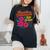 República Dominicana Qué Lo Que ドミニカ共和国 花 レディースオーバーサイズコンフォートTシャツ 黒