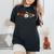 トラウト 魚 シルエット 花 ボタニカル フローラル レディースオーバーサイズコンフォートTシャツ 黒