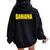 Banana The Word Banana On A コスチューム レディース オーバーサイズ パーカー バックプリント 黒 Banana The Word Banana On A コスチューム レディース オーバーサイズ パーカー バックプリント 黒